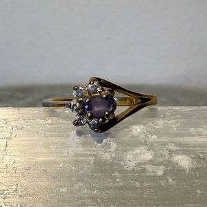 14K Amethyst & Cubic Zirconium Ring